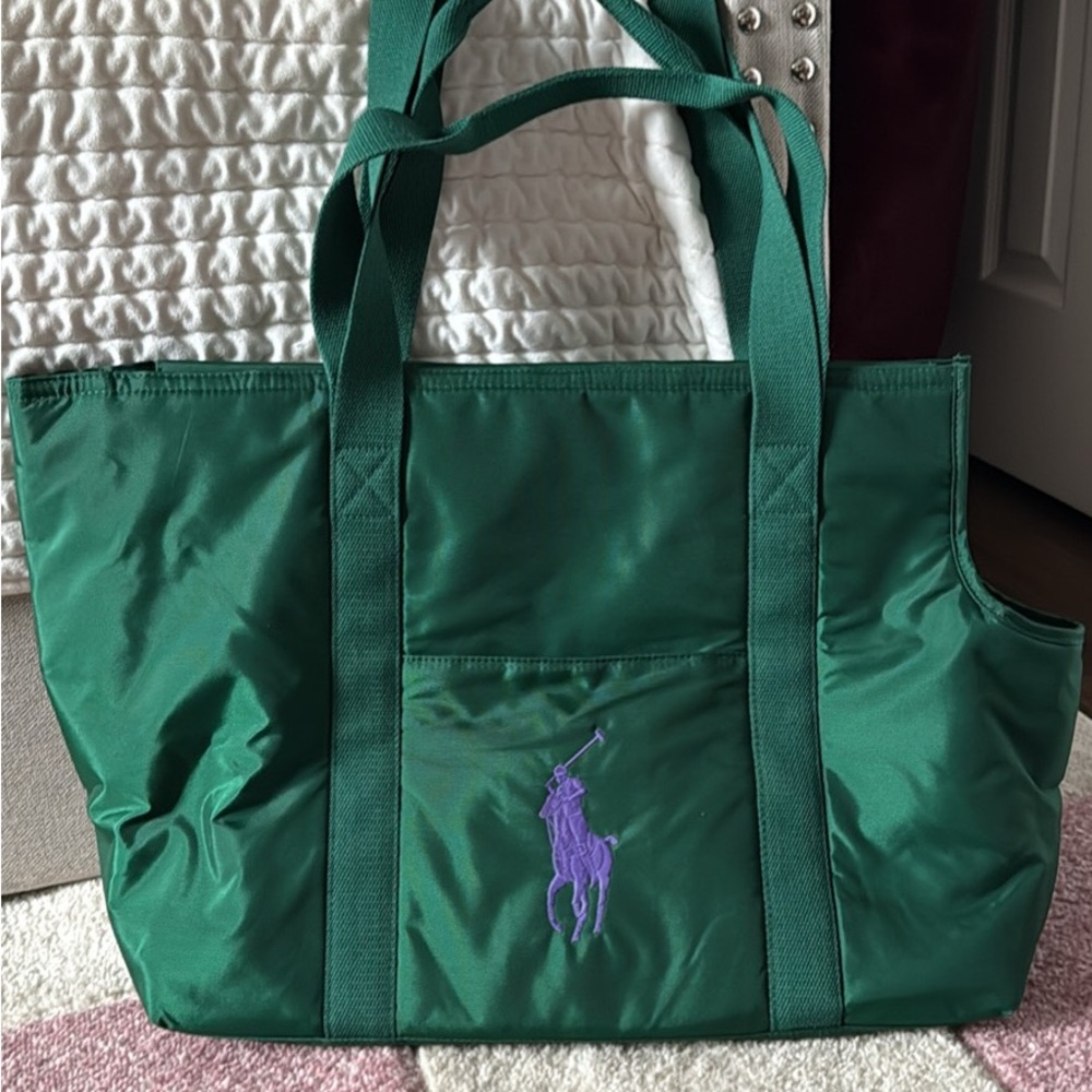 Polo Ralph Lauren Forest Green Dog Woven Tote